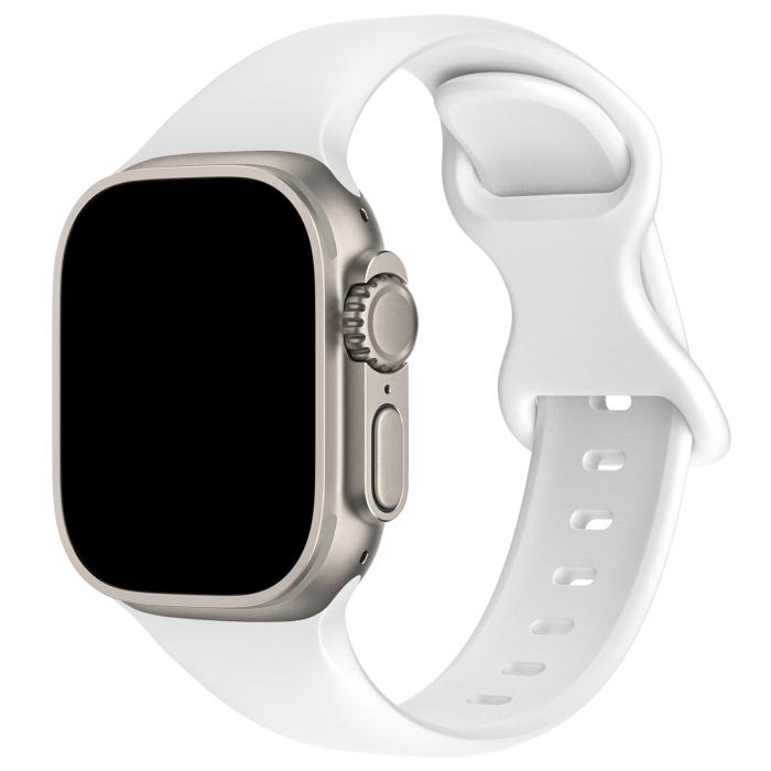 Bild 2, ColorPop Silikon Armband Butterfly Apple Watch 42/41/40/38 mm (S/M) Vit - Teknikhallen.se