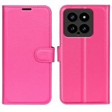  Xiaomi 14 Fodral Litchi L&auml;der Rosa - Teknikhallen.se