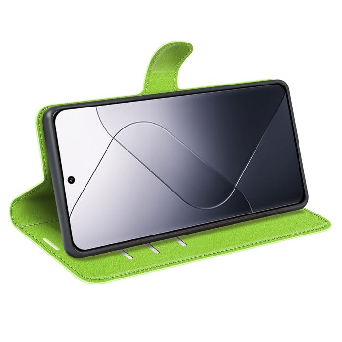Bild 3,  Xiaomi 14 Fodral Litchi Läder Grön - Teknikhallen.se