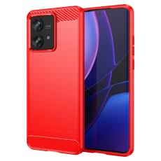  Motorola Edge 40 Neo 5G Skal Borstad St&aring;l Textur R&ouml;d - Teknikhallen.se