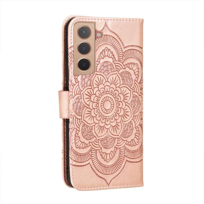 Bild 3,  Samsung Galaxy S22 Fodral Sun Mandala Läder Roséguld - Teknikhallen.se