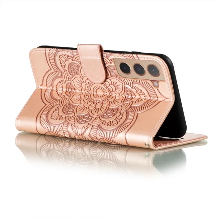 Bild 5,  Samsung Galaxy S22 Fodral Sun Mandala Läder Roséguld - Teknikhallen.se