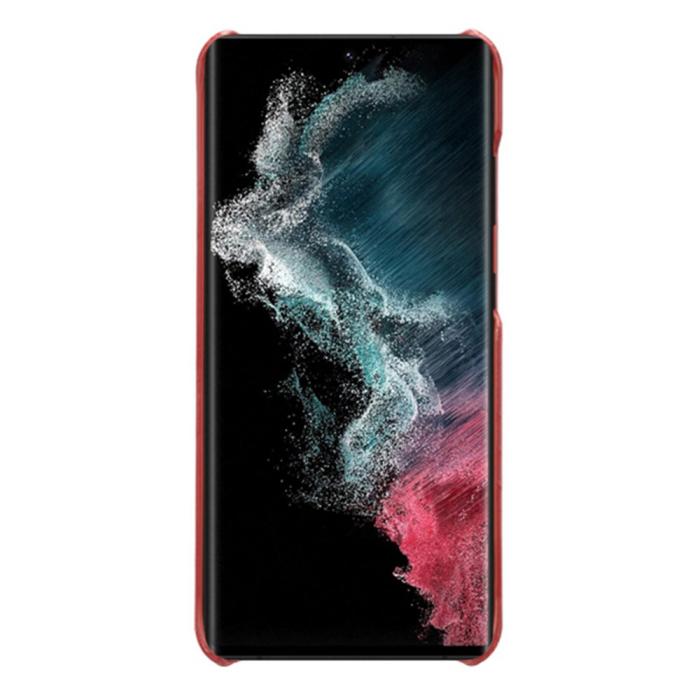Bild 2,  Samsung Galaxy S23 Ultra Skal Läder Belagt Röd - Teknikhallen.se