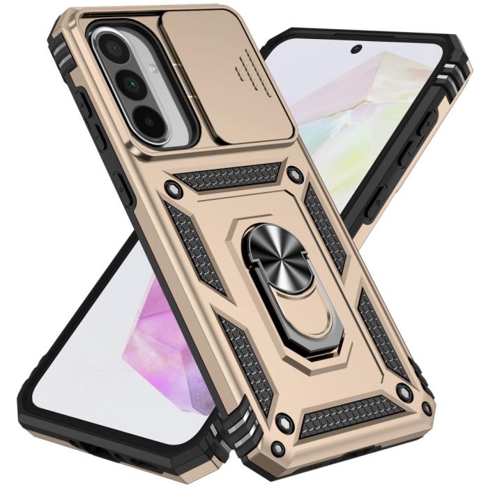 Bild 2,  Samsung Galaxy A56 5G/A36 5G Skal CamShield Ring Hybrid Guld - Teknikhallen.se