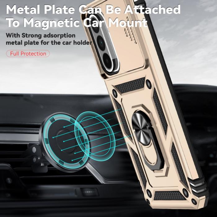 Bild 5,  Samsung Galaxy A56 5G/A36 5G Skal CamShield Ring Hybrid Guld - Teknikhallen.se