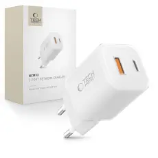 Tech-Protect Tech-Protect 33W V&auml;ggladdare PD QC USB-C / USB-A Vit - Teknikhallen.se