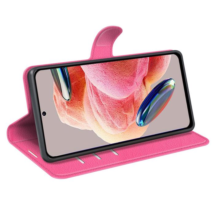 Bild 3,  Xiaomi Redmi Note 12 4G Fodral Litchi Läder Rosa - Teknikhallen.se