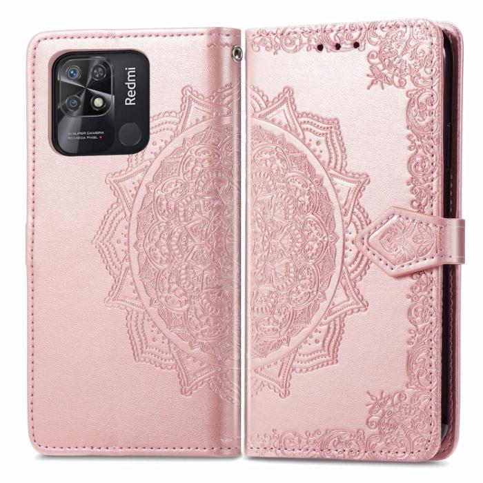 Bild 2,  Xiaomi Redmi 10C Fodral Mandala Läder Roséguld - Teknikhallen.se