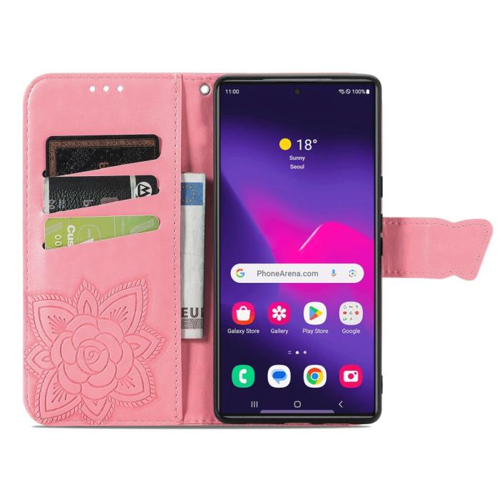 Bild 2,  Samsung Galaxy S24 Ultra Fodral Big Butterfly Rosa - Teknikhallen.se