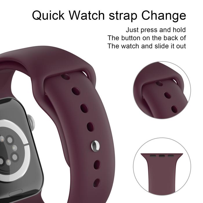 Bild 4, ColorPop Apple Watch 38/40/41/42 mm Silikon Armband (S/M) Vinröd - Teknikhallen.se