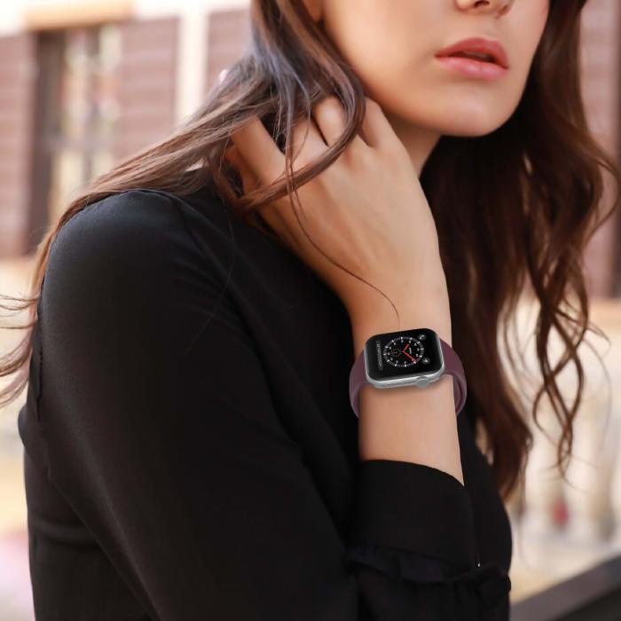 Bild 5, ColorPop Apple Watch 38/40/41/42 mm Silikon Armband (S/M) Vinröd - Teknikhallen.se