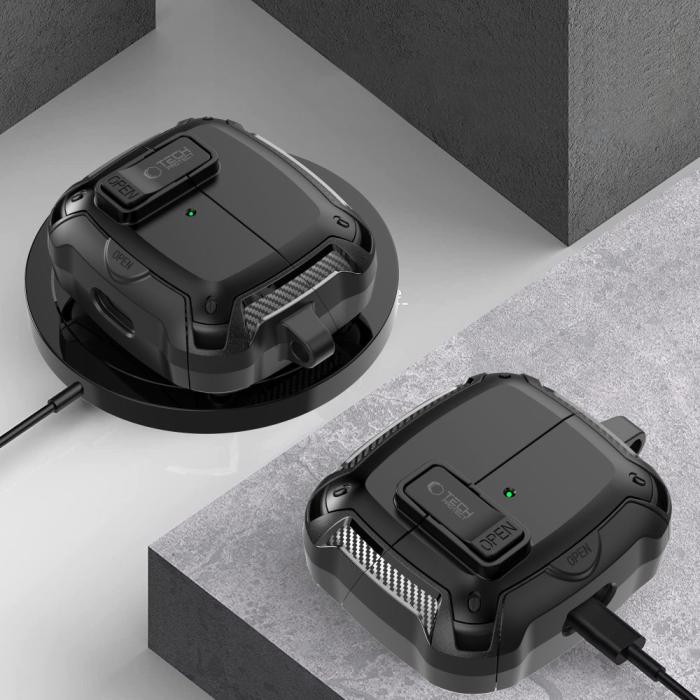 Bild 5, Tech-Protect Tech-Protect Samsung Galaxy Buds 3 / 3 Pro / 3 FE Skal Corbonox Svart - Teknikhallen.se
