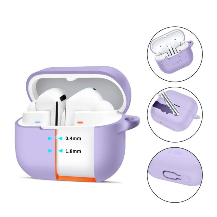 Bild 2, Tech-Protect Tech-Protect Samsung Galaxy Buds 3 / 3 Pro / 3 FE Skal Silikon Hook Lavender - Teknikhallen.se