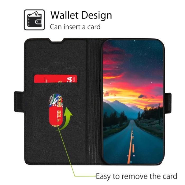 Bild 3,  Motorola Moto E13 Fodral Slim Läder Svart - Teknikhallen.se