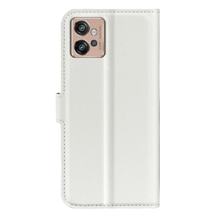 Bild 6,  Motorola Moto G32 Fodral Litchi Läder Vit - Teknikhallen.se