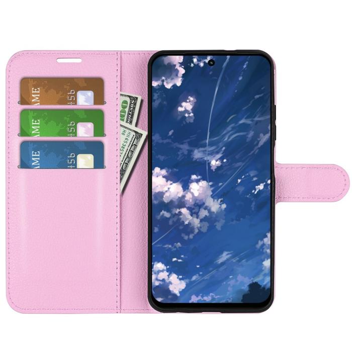 Bild 2,  Motorola Moto G32 Fodral Litchi Läder Ljus Rosa - Teknikhallen.se