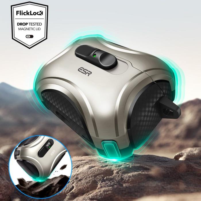 Bild 5, ESR ESR AirPods Pro 3 Skal MagSafe Cyber FlickLock HaloLock Titanium - Teknikhallen.se