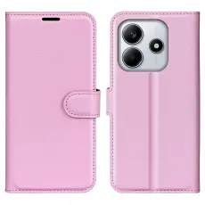  Xiaomi Redmi Note 14 4G Fodral Litchi L&auml;der Ljus Rosa - Teknikhallen.se