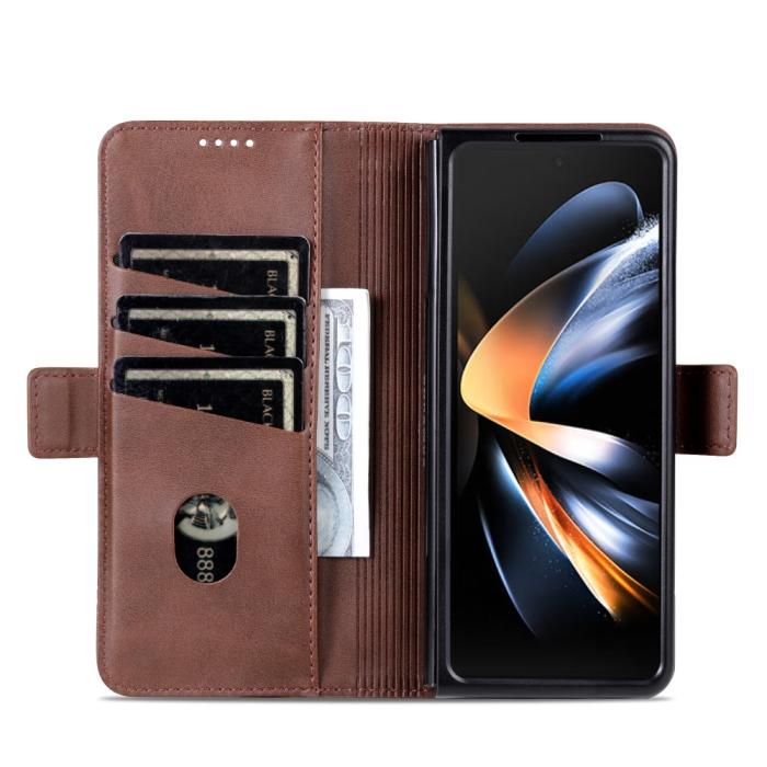 Bild 2, AZNS AZNS Galaxy Z Fold 5 Fodral PU-Läder Brun - Teknikhallen.se