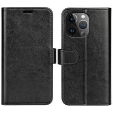  iPhone 15 Pro Pl&aring;nboksfodral L&auml;der Svart - Teknikhallen.se