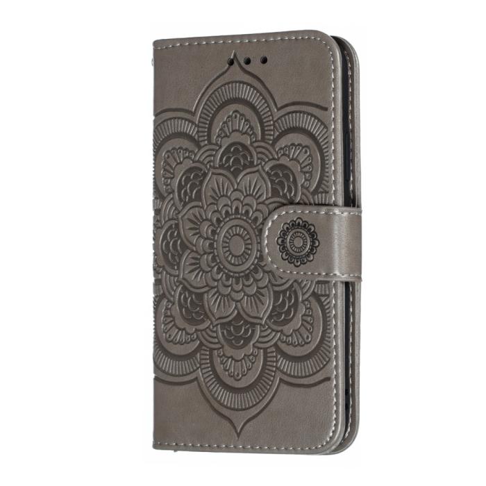 Bild 3,  iPhone X/Xs - Mandala Läder Fodral - Grå - Teknikhallen.se