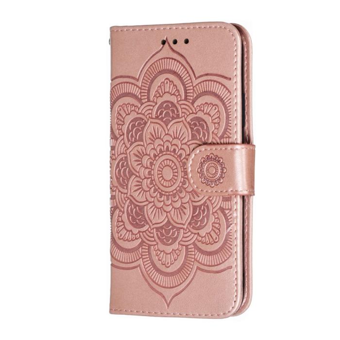 Bild 3,  iPhone X/Xs - Mandala Läder Fodral - Roséguld - Teknikhallen.se