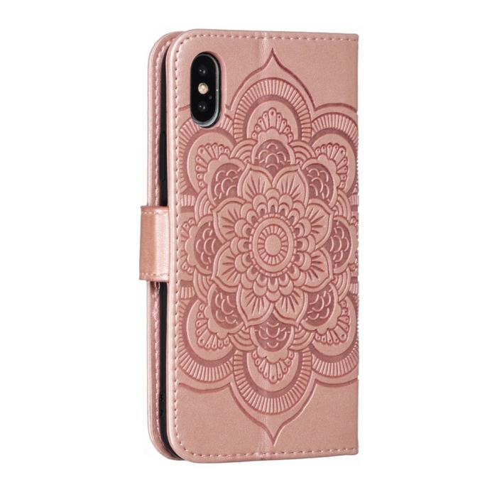Bild 4,  iPhone X/Xs - Mandala Läder Fodral - Roséguld - Teknikhallen.se