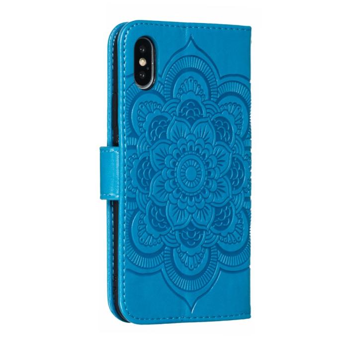 Bild 4,  iPhone X/Xs - Mandala Läder Fodral - Blå - Teknikhallen.se