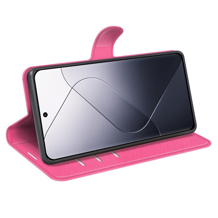 Bild 3,  Xiaomi 14 Fodral Litchi Läder Rosa - Teknikhallen.se