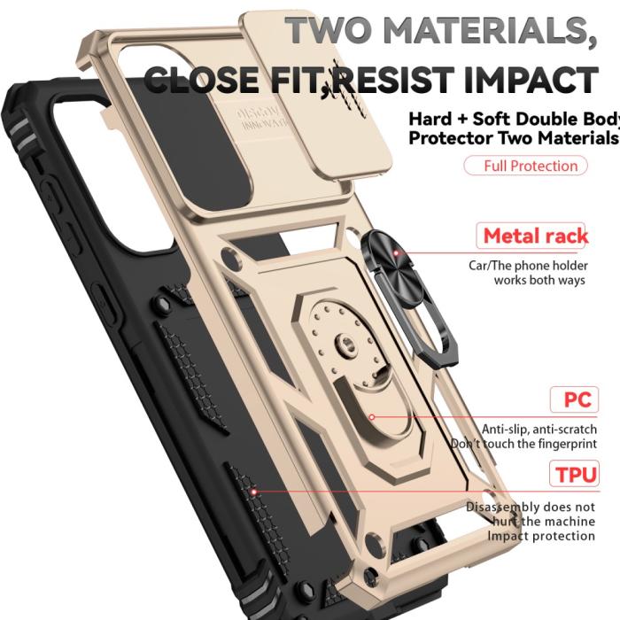 Bild 6,  Samsung Galaxy A56 5G/A36 5G Skal CamShield Ring Hybrid Guld - Teknikhallen.se