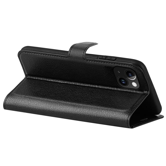 Bild 4,  iPhone 15 Fodral Litchi Textur Svart - Teknikhallen.se