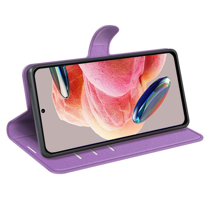 Bild 3,  Xiaomi Redmi Note 12 4G Fodral Litchi Läder Lila - Teknikhallen.se