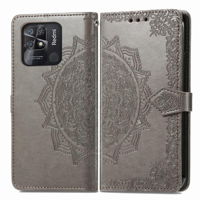 Bild 2,  Xiaomi Redmi 10C Fodral Mandala Läder Grå - Teknikhallen.se