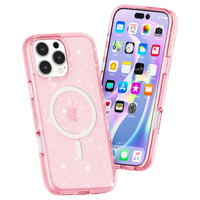 Bild 3,  iPhone 16 Pro Skal MagSafe Glitter Rosa - Teknikhallen.se