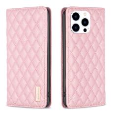 BINFEN BINFEN iPhone 15 Pro Fodral Diamond Flip L&auml;der Rosa - Teknikhallen.se
