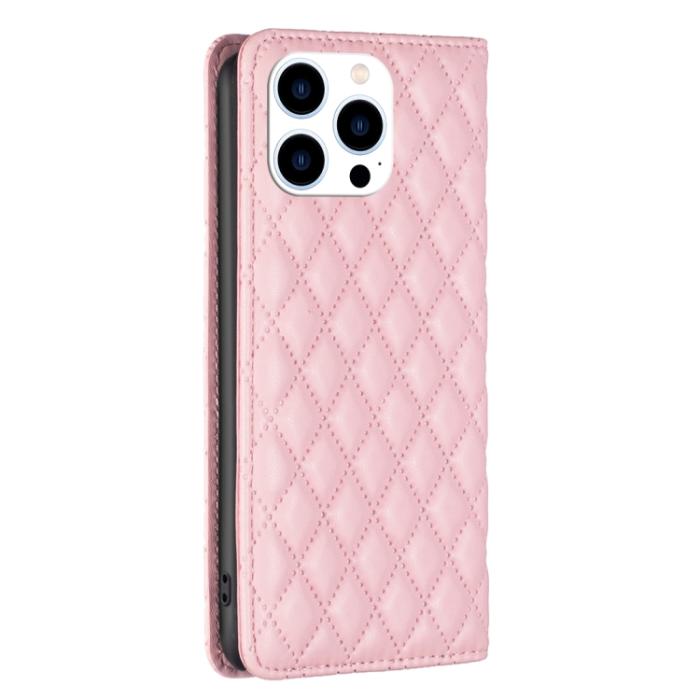 Bild 3, BINFEN BINFEN iPhone 15 Pro Fodral Diamond Flip Läder Rosa - Teknikhallen.se