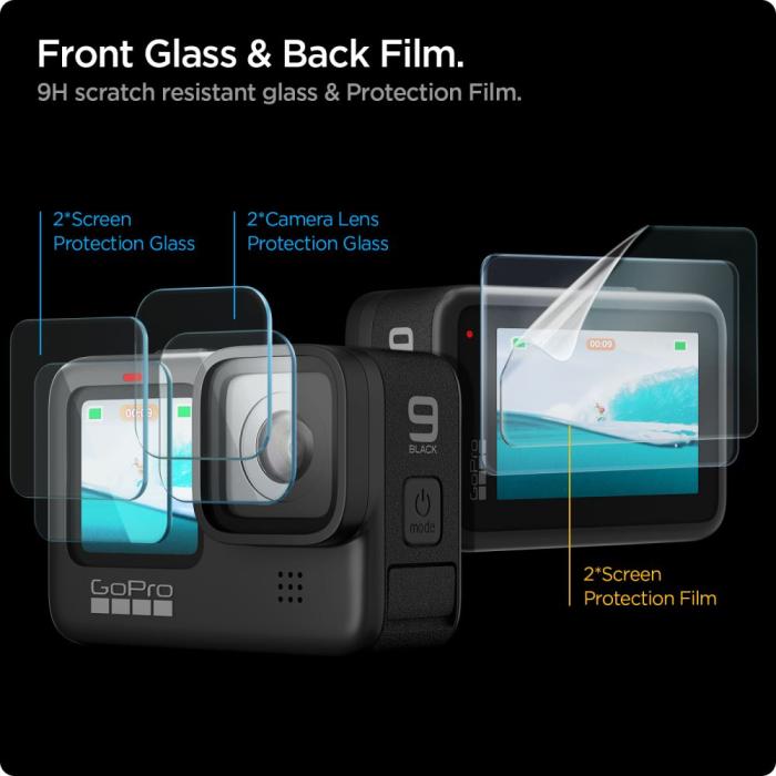 Bild 2, Spigen Spigen GoPro Hero 12/11/10/9 2-SET Glas.tR Slim + Film Transparent - Teknikhallen.se