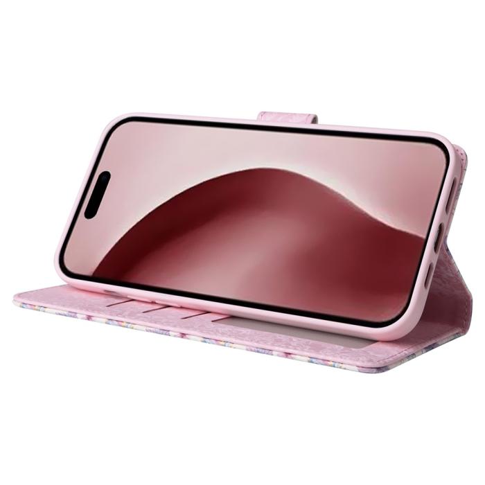 Bild 3,  iPhone 16 Pro Fodral RFID Läder Fjärilar / Blommor - Teknikhallen.se