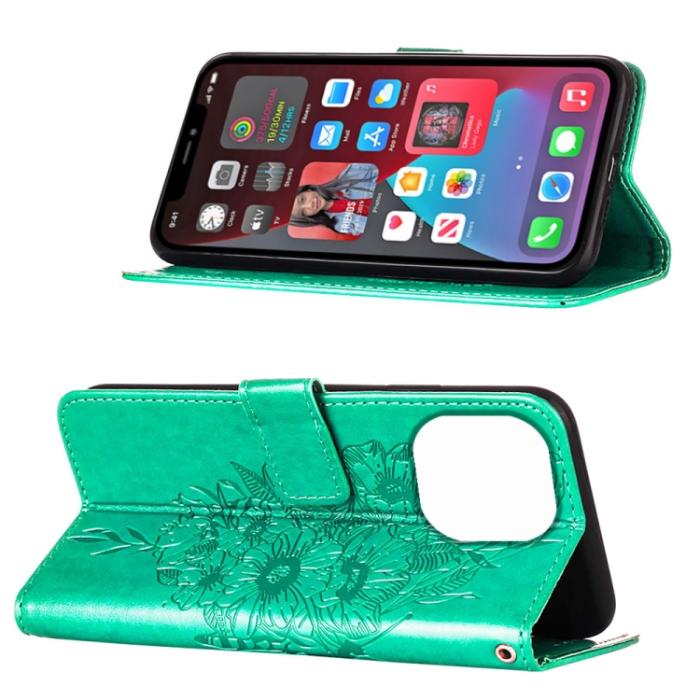 Bild 4,  iPhone 14 Pro Fodral Med Tryckt Fjäril Grön - Teknikhallen.se