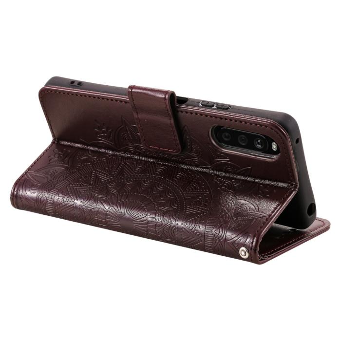 Bild 4,  Sony Xperia 10 VI Mandala Läder Fodral Brun - Teknikhallen.se