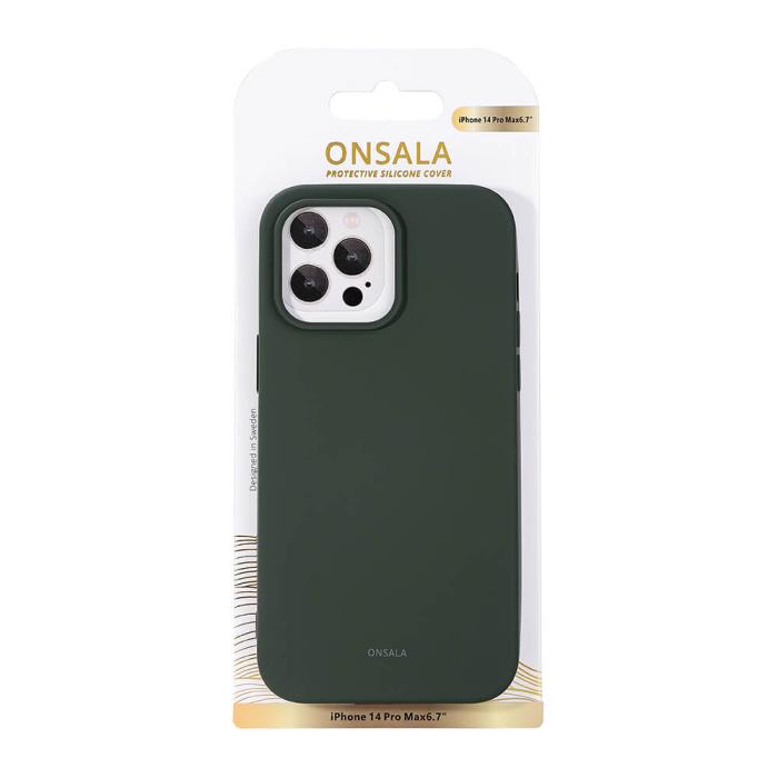 Bild 2, Onsala ONSALA iPhone 14 Pro Max Mobilskal Silikon Olivgrön - Teknikhallen.se
