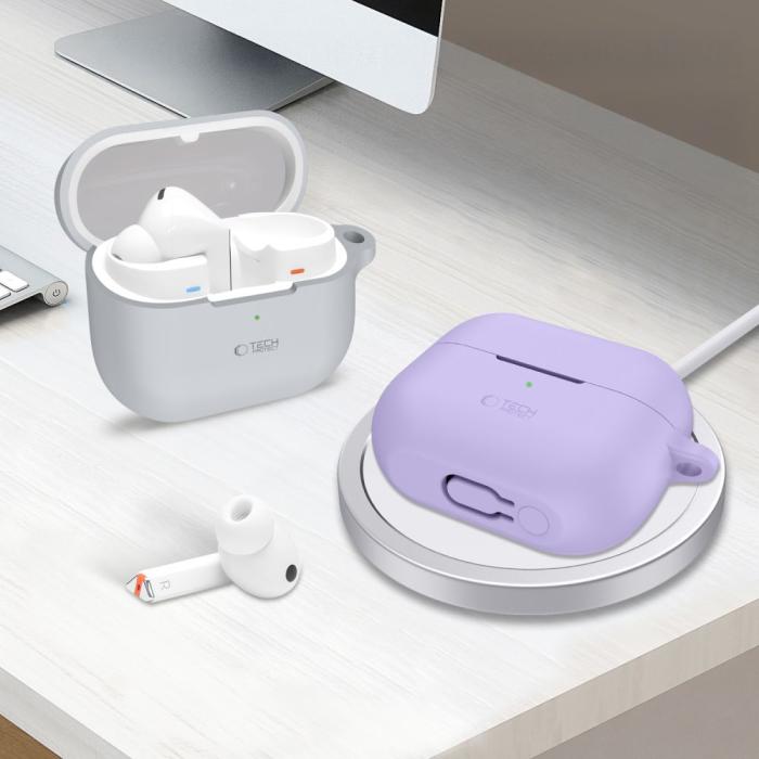 Bild 4, Tech-Protect Tech-Protect Samsung Galaxy Buds 3 / 3 Pro / 3 FE Skal Silikon Hook Lavender - Teknikhallen.se