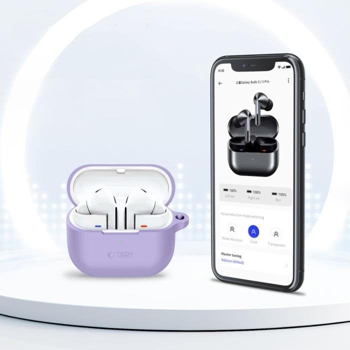 Bild 5, Tech-Protect Tech-Protect Samsung Galaxy Buds 3 / 3 Pro / 3 FE Skal Silikon Hook Lavender - Teknikhallen.se