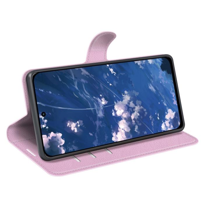 Bild 3,  Motorola Moto G32 Fodral Litchi Läder Ljus Rosa - Teknikhallen.se