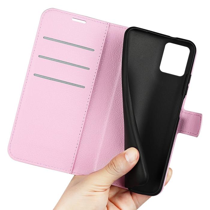 Bild 4,  Motorola Moto G32 Fodral Litchi Läder Ljus Rosa - Teknikhallen.se