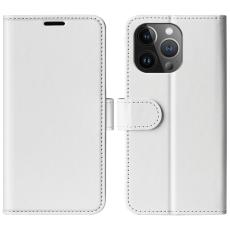  iPhone 15 Pro Pl&aring;nboksfodral L&auml;der Vit - Teknikhallen.se