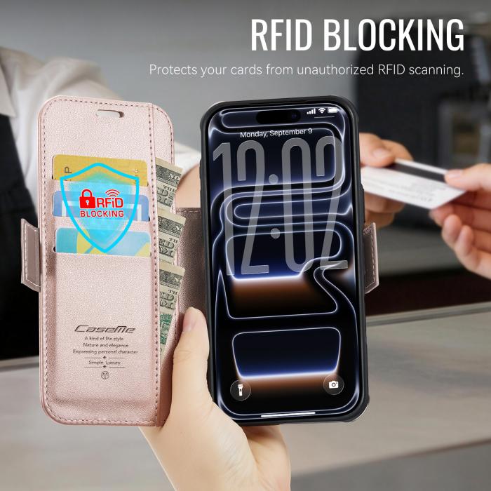 Bild 4, CASEME CASEME iPhone 17 Pro Skal RFID Plånbok Roséguld - Teknikhallen.se