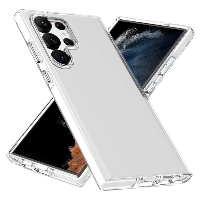 Bild 2,  Samsung Galaxy S23 Ultra Skal Hybrid Bi-Color Vit/Transparent - Teknikhallen.se