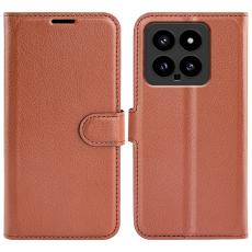  Xiaomi 14 Fodral Litchi L&auml;der Brun - Teknikhallen.se