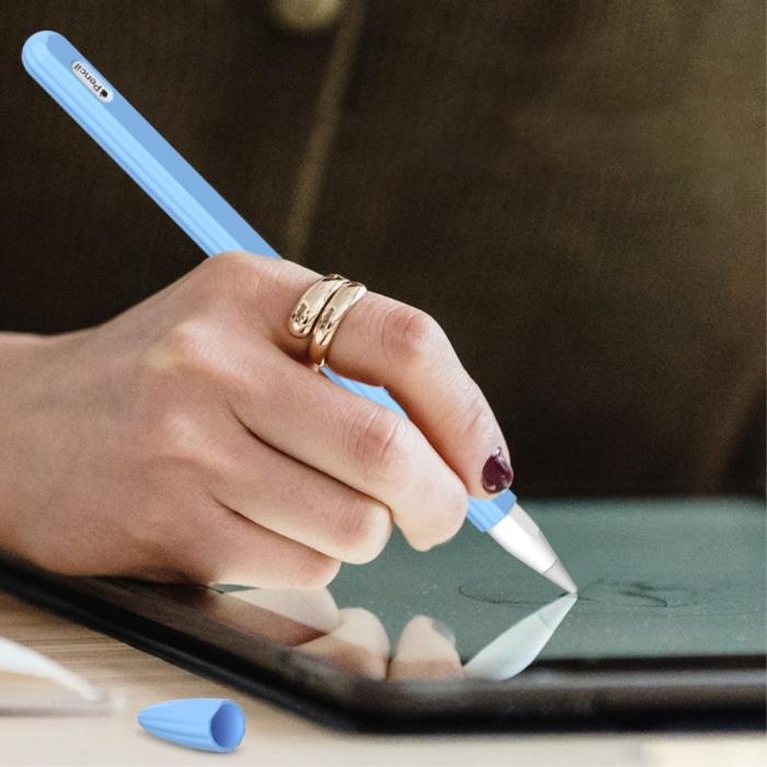Bild 5,  Apple Pen 2 / Pro Skal Liquid Silikon Anti-Slip Svart - Teknikhallen.se
